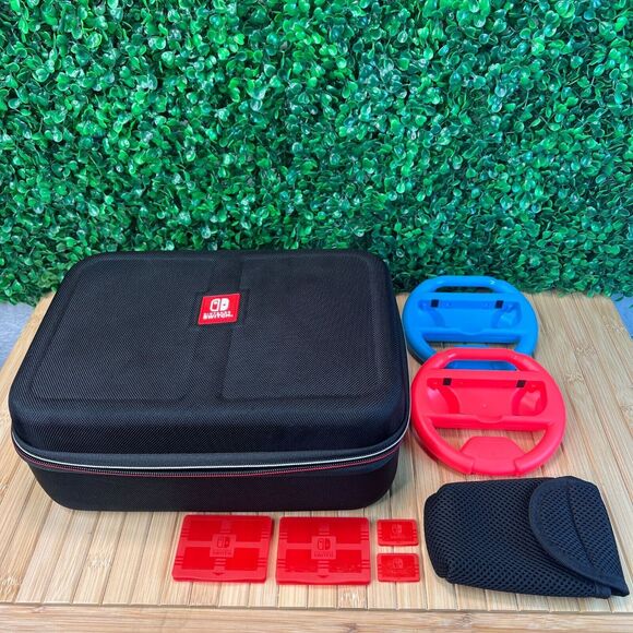 Nintendo Switch Hard Shell Carrying Case & 2 Steering Controllers Game Cases